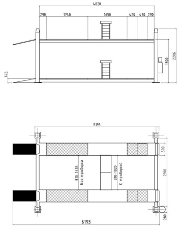 Подъемник четырехстоечный электрогидравлический F4D-4